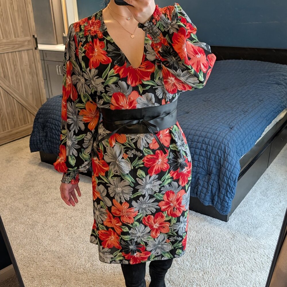 Reformation Floral High Low Midi Caftan Dress L